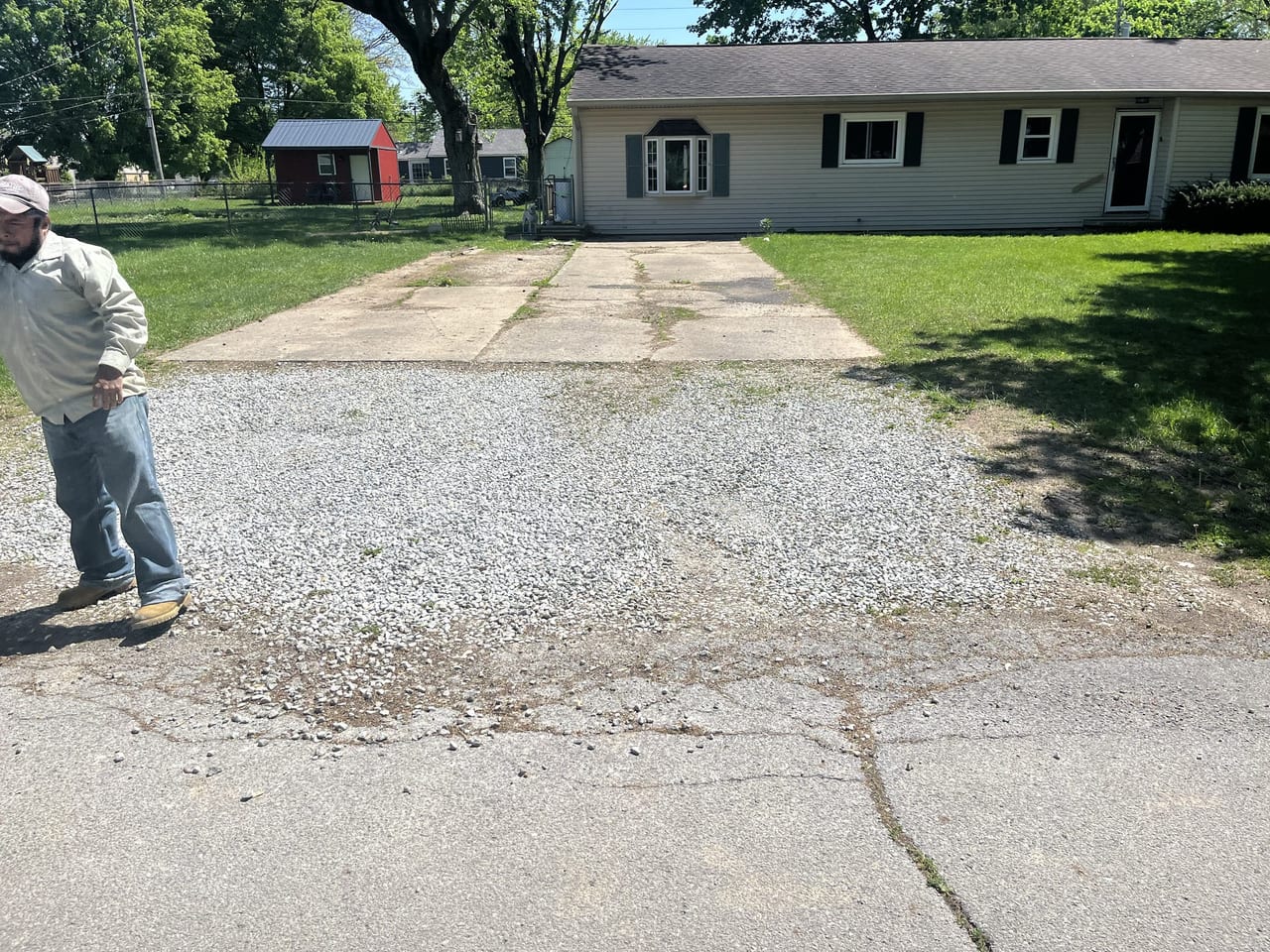 Cracked, failed concrete driveway slated for removal and replacement in Anderson, IN