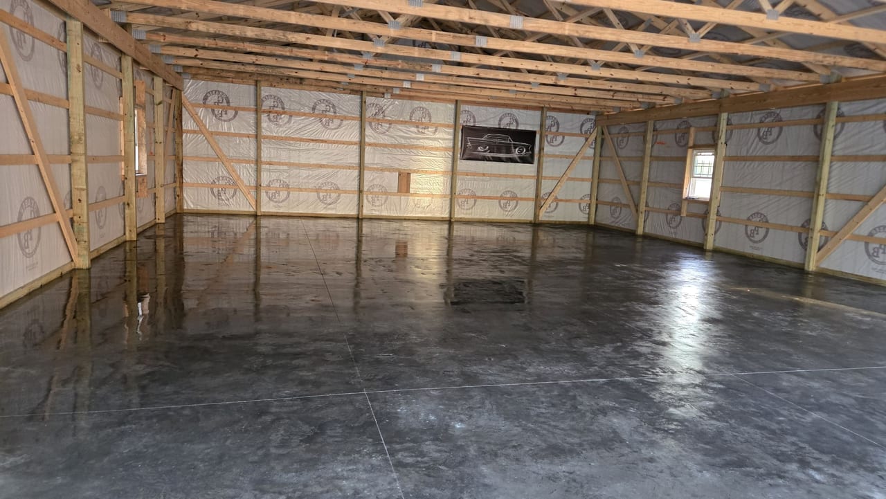 Sealed concrete floor in a finished pole barn near Anderson, IN